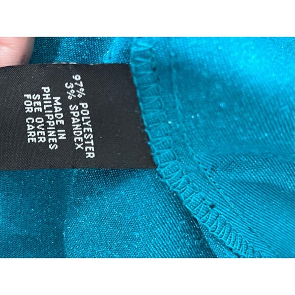 BCX Dress Teal Velvet Sleeveless A-Line Dress With Keyhole & Button Closure Size - Picture 8 of 11